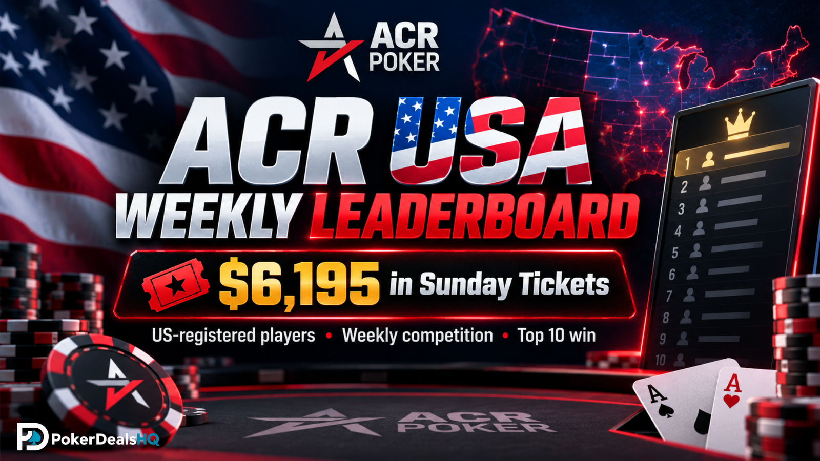 ACR USA Weekly Leaderboard with $6,195 in Sunday tournament tickets
