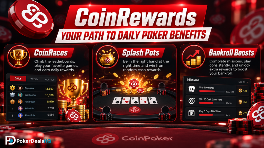 CoinPoker CoinRewards with CoinRaces, Splash Pots and Bankroll Boosts