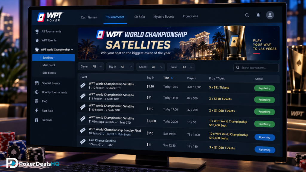 WPT Global satellite tournament lobby illustration